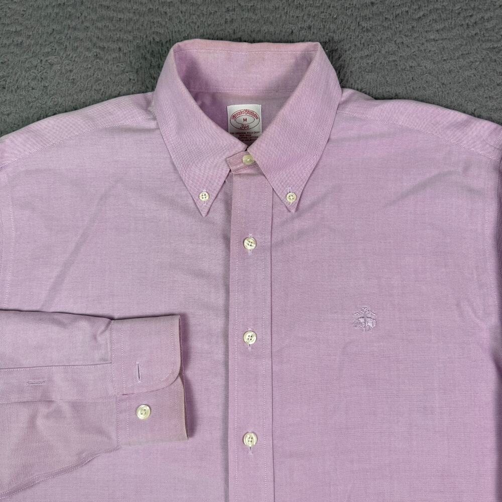 Brooks Brothers Oxford Button-Down Shirt Mens M Pink Solid OCBD Logo